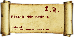 Pittik Ménrót névjegykártya